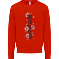 Japanese Flowers Quote Japan Mens Sweatshirt Jumper Bright Red