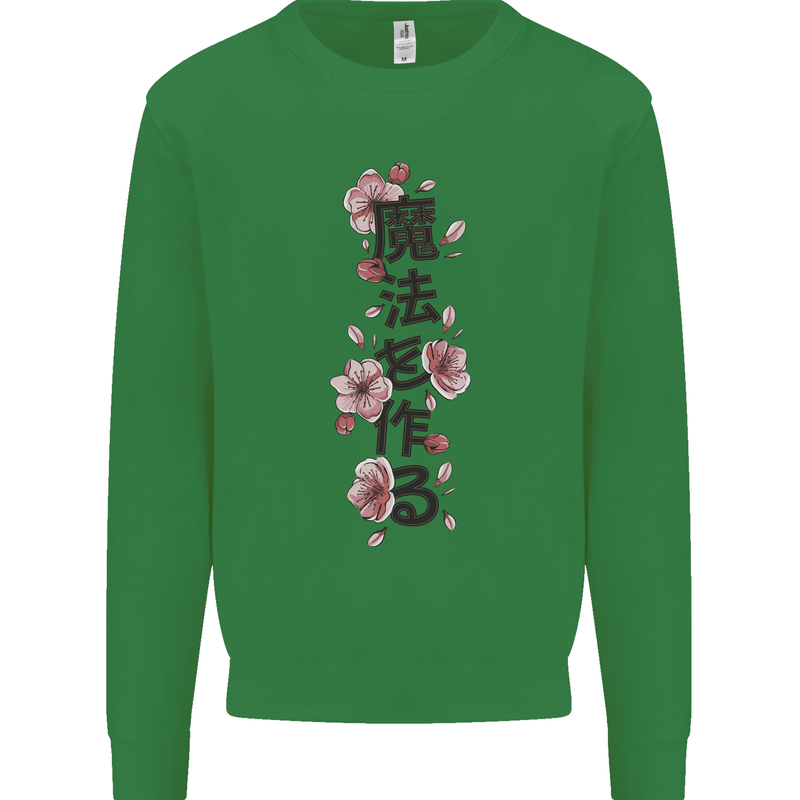Japanese Flowers Quote Japan Mens Sweatshirt Jumper Irish Green