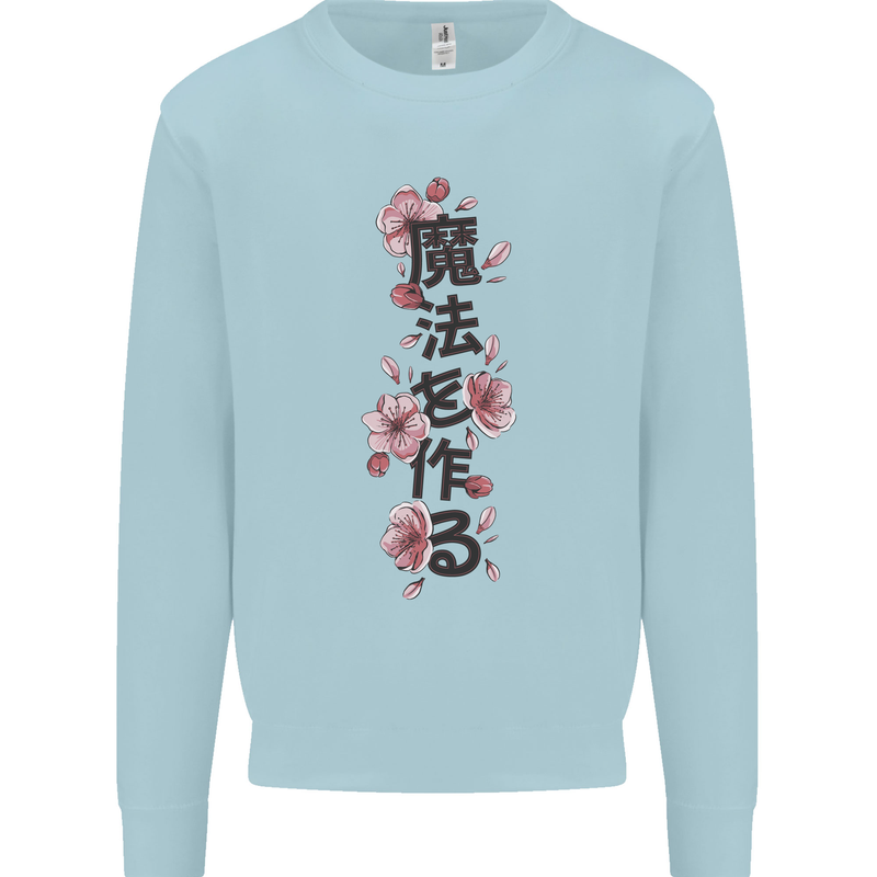 Japanese Flowers Quote Japan Mens Sweatshirt Jumper Light Blue