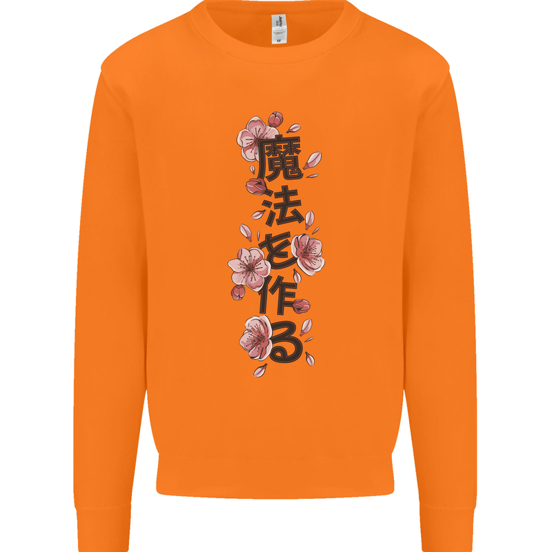 Japanese Flowers Quote Japan Mens Sweatshirt Jumper Orange