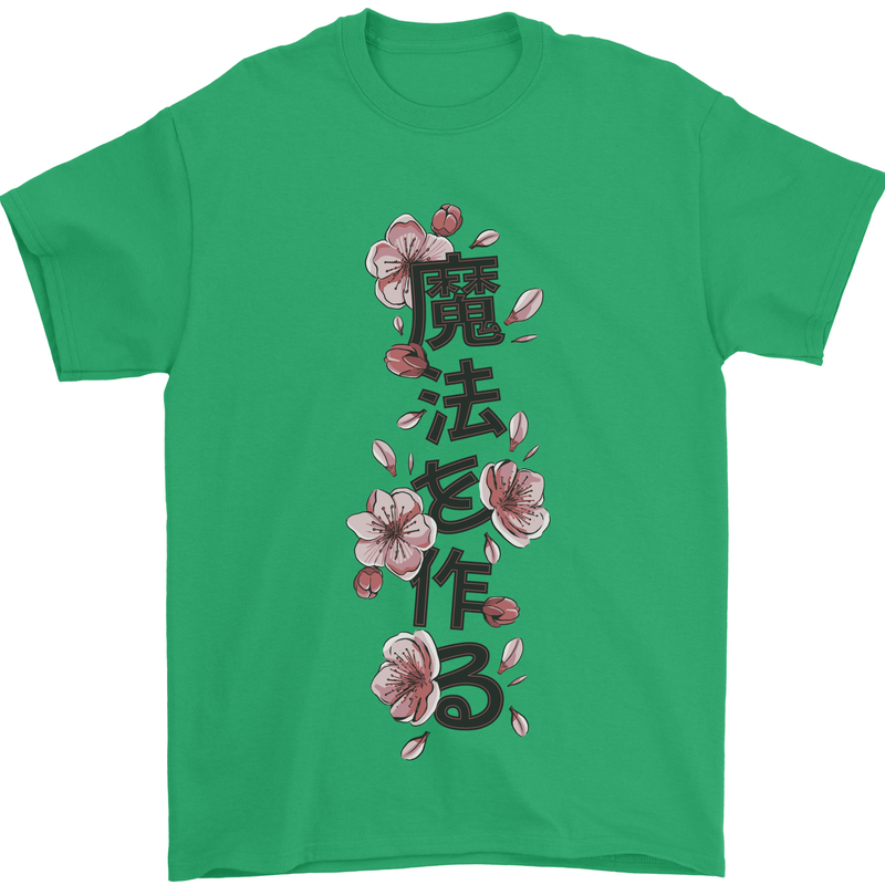 Japanese Flowers Quote Japan Mens T-Shirt 100% Cotton Irish Green
