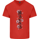 Japanese Flowers Quote Japan Mens V-Neck Cotton T-Shirt Red