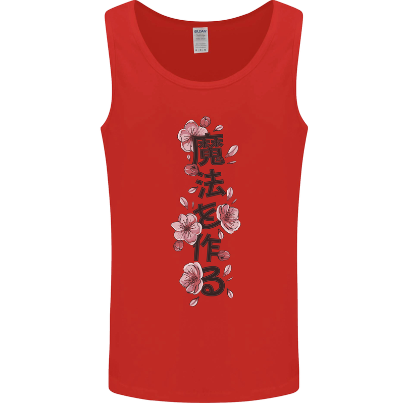 Japanese Flowers Quote Japan Mens Vest Tank Top Red