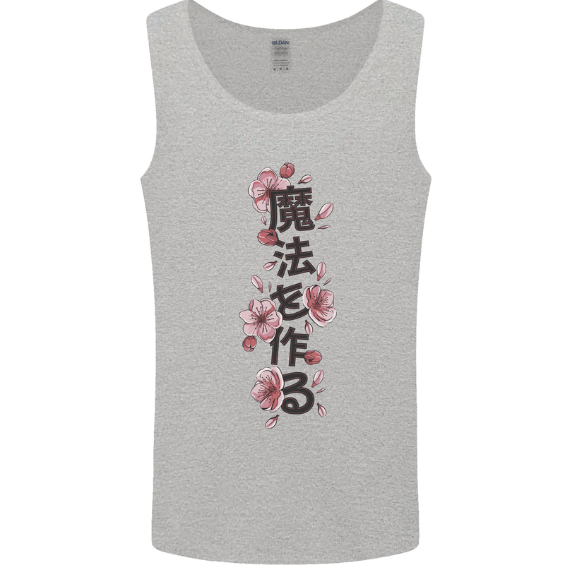Japanese Flowers Quote Japan Mens Vest Tank Top Sports Grey