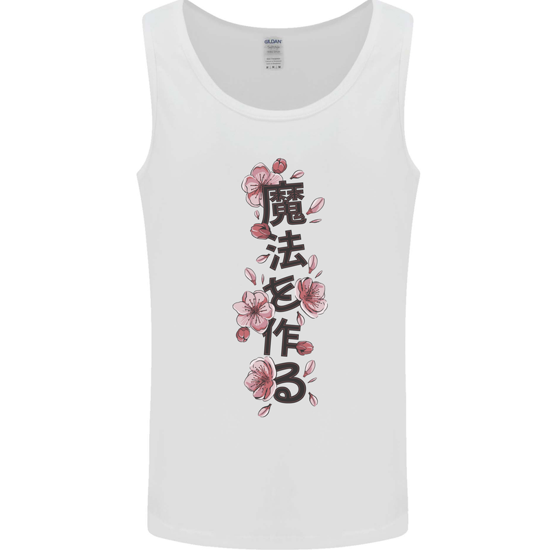 Japanese Flowers Quote Japan Mens Vest Tank Top White