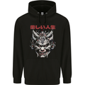 Japanese Oni Mask Mens 80% Cotton Hoodie Black