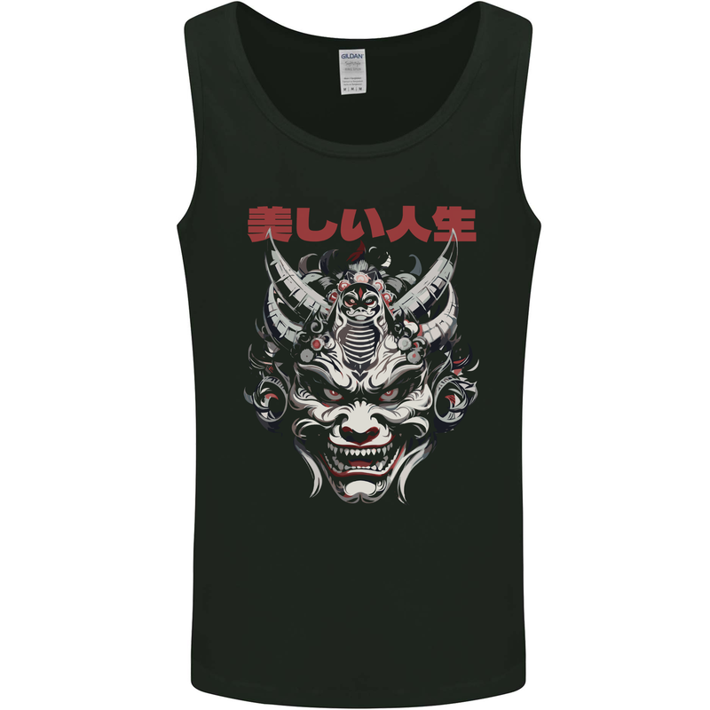 Japanese Oni Mask Mens Vest Tank Top Black