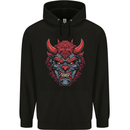 Japanese Oni Mask Samurai Ronin Bushido Mens 80% Cotton Hoodie Black