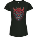 Japanese Oni Mask Samurai Ronin Bushido Womens Petite Cut T-Shirt Black