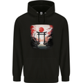Japanese Tori Gate and Sunset Garden Childrens Kids Hoodie Black