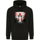 Japanese Tori Gate and Sunset Garden Mens 80% Cotton Hoodie Black
