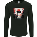 Japanese Tori Gate and Sunset Garden Mens Long Sleeve T-Shirt Black