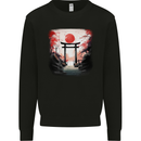 Japanese Tori Gate and Sunset Garden Mens Sweatshirt Jumper Black