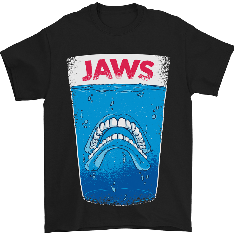 a black t - shirt with an image of a mouth in the water