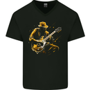 Jazz Guitar Player Guitarist Mens V-Neck Cotton T-Shirt Black