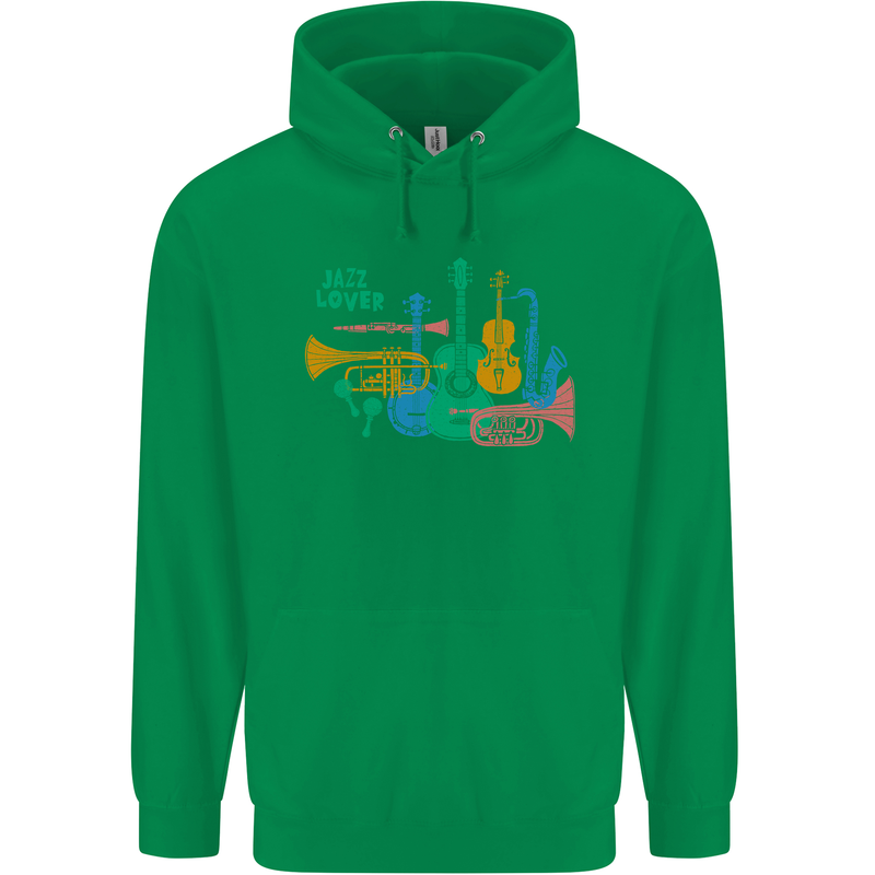 Jazz Lover Trumpet Saxophone Clarinet Childrens Kids Hoodie Irish Green