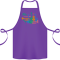 Jazz Lover Trumpet Saxophone Clarinet Cotton Apron 100% Organic Purple