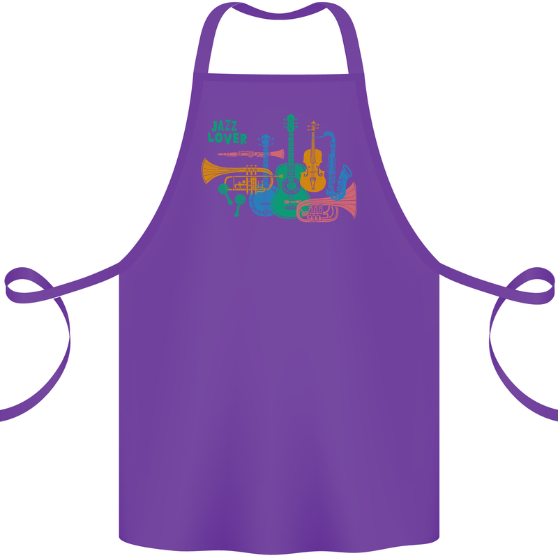 Jazz Lover Trumpet Saxophone Clarinet Cotton Apron 100% Organic Purple