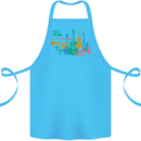 Jazz Lover Trumpet Saxophone Clarinet Cotton Apron 100% Organic Turquoise