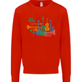 Jazz Lover Trumpet Saxophone Clarinet Kids Sweatshirt Jumper Bright Red