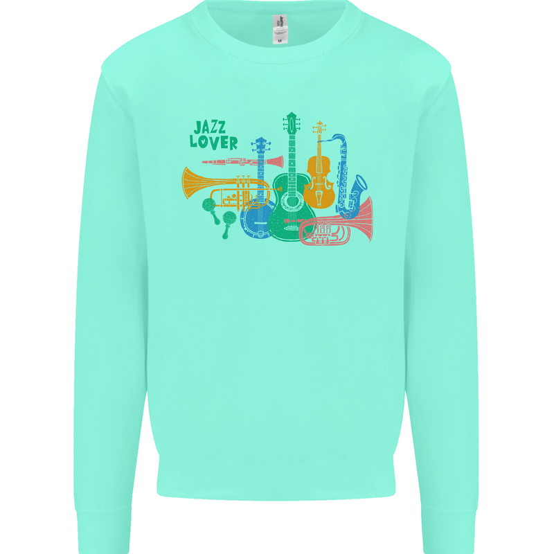 Jazz Lover Trumpet Saxophone Clarinet Kids Sweatshirt Jumper Peppermint