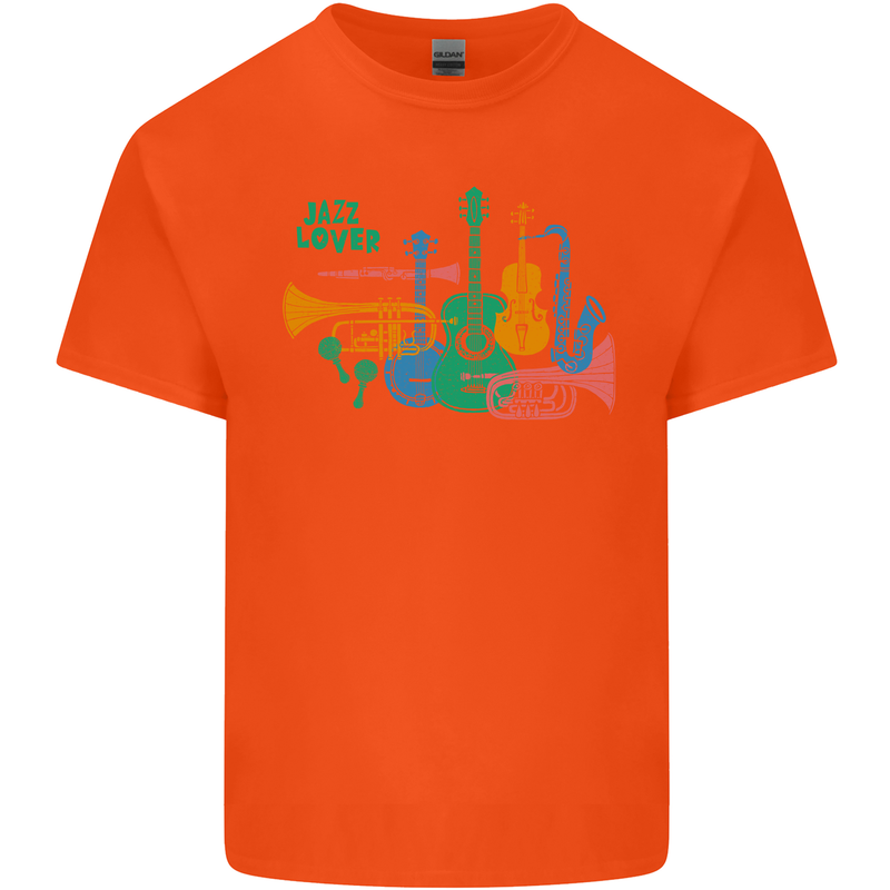 Jazz Lover Trumpet Saxophone Clarinet Kids T-Shirt Childrens Orange