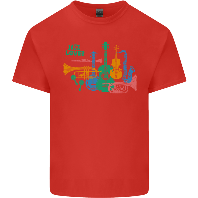 Jazz Lover Trumpet Saxophone Clarinet Kids T-Shirt Childrens Red