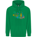 Jazz Lover Trumpet Saxophone Clarinet Mens 80% Cotton Hoodie Irish Green