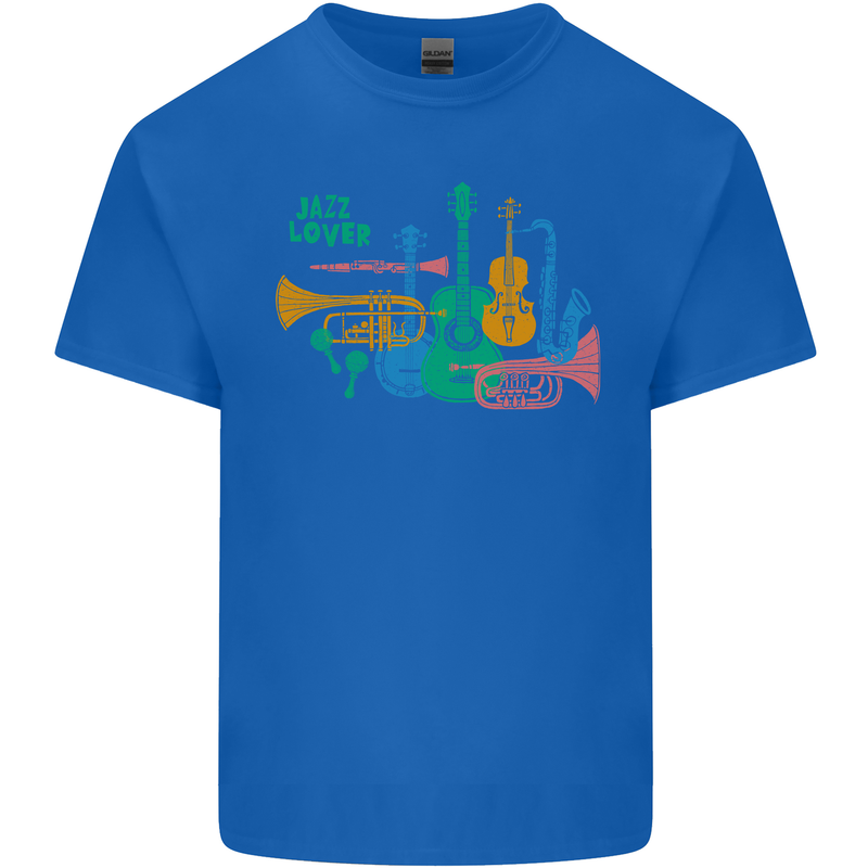 Jazz Lover Trumpet Saxophone Clarinet Mens Cotton T-Shirt Tee Top Royal Blue