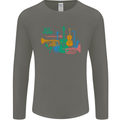 Jazz Lover Trumpet Saxophone Clarinet Mens Long Sleeve T-Shirt Charcoal