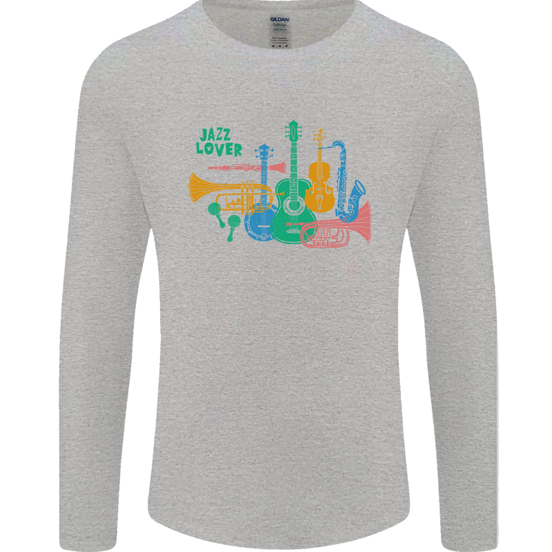 Jazz Lover Trumpet Saxophone Clarinet Mens Long Sleeve T-Shirt Sports Grey