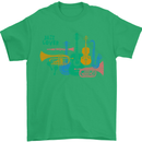 Jazz Lover Trumpet Saxophone Clarinet Mens T-Shirt 100% Cotton Irish Green