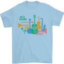 Jazz Lover Trumpet Saxophone Clarinet Mens T-Shirt 100% Cotton Light Blue