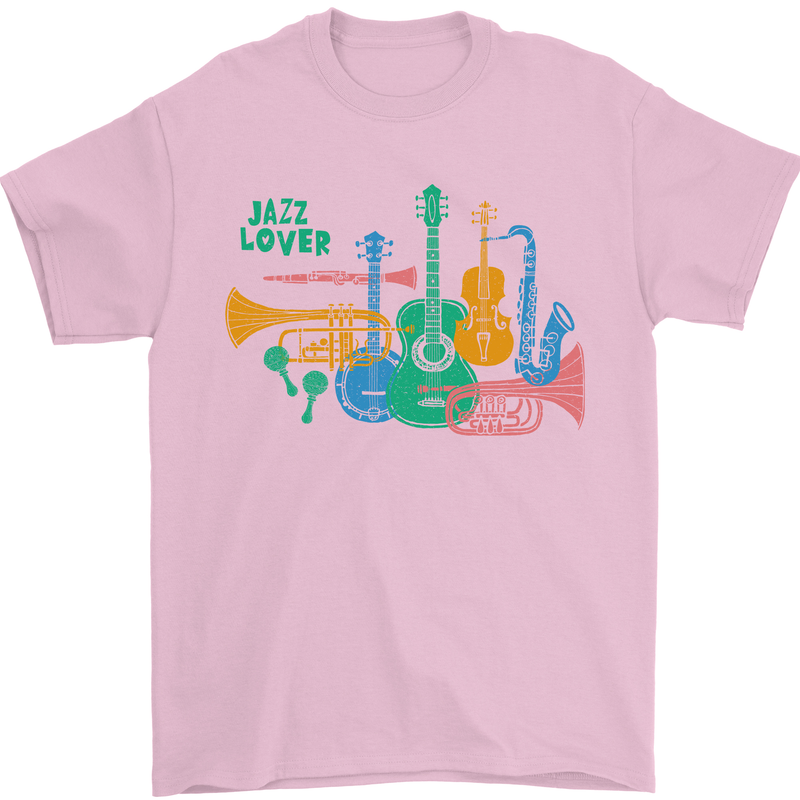 Jazz Lover Trumpet Saxophone Clarinet Mens T-Shirt 100% Cotton Light Pink