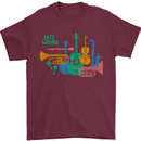 Jazz Lover Trumpet Saxophone Clarinet Mens T-Shirt 100% Cotton Maroon