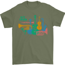 Jazz Lover Trumpet Saxophone Clarinet Mens T-Shirt 100% Cotton Military Green