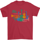 Jazz Lover Trumpet Saxophone Clarinet Mens T-Shirt 100% Cotton Red
