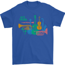Jazz Lover Trumpet Saxophone Clarinet Mens T-Shirt 100% Cotton Royal Blue