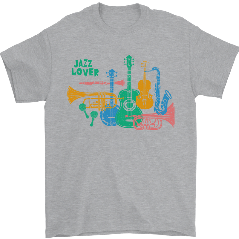 Jazz Lover Trumpet Saxophone Clarinet Mens T-Shirt 100% Cotton Sports Grey