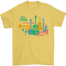 Jazz Lover Trumpet Saxophone Clarinet Mens T-Shirt 100% Cotton Yellow