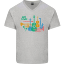 Jazz Lover Trumpet Saxophone Clarinet Mens V-Neck Cotton T-Shirt Sports Grey