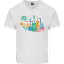 Jazz Lover Trumpet Saxophone Clarinet Mens V-Neck Cotton T-Shirt White