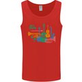 Jazz Lover Trumpet Saxophone Clarinet Mens Vest Tank Top Red