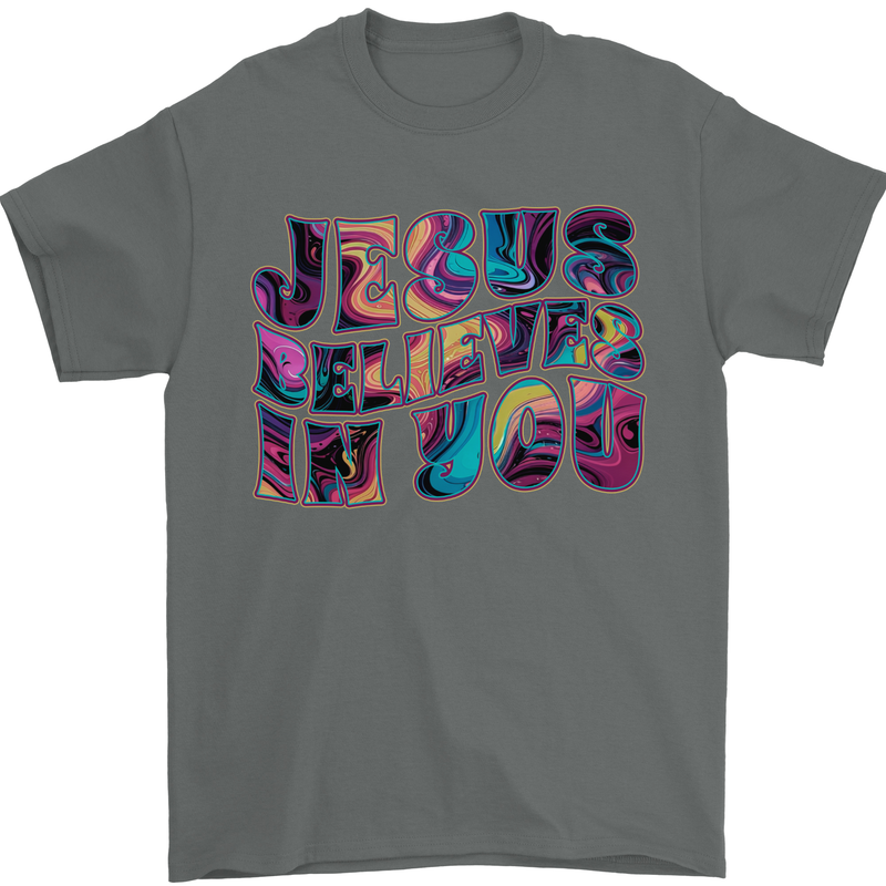 Jesus Believes In You Christian Christianity Mens T-Shirt 100% Cotton Charcoal