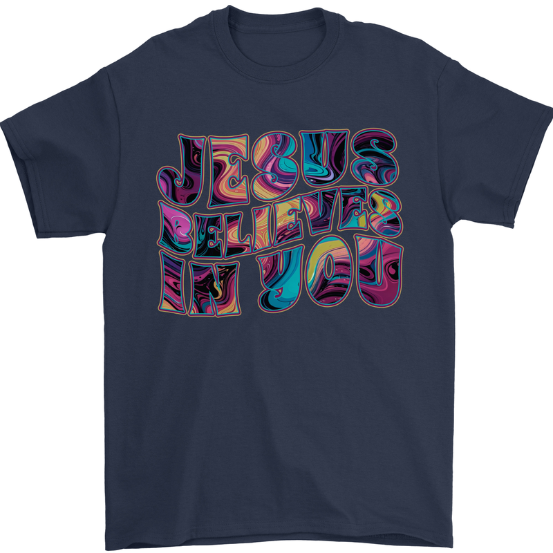 Jesus Believes In You Christian Christianity Mens T-Shirt 100% Cotton Navy Blue