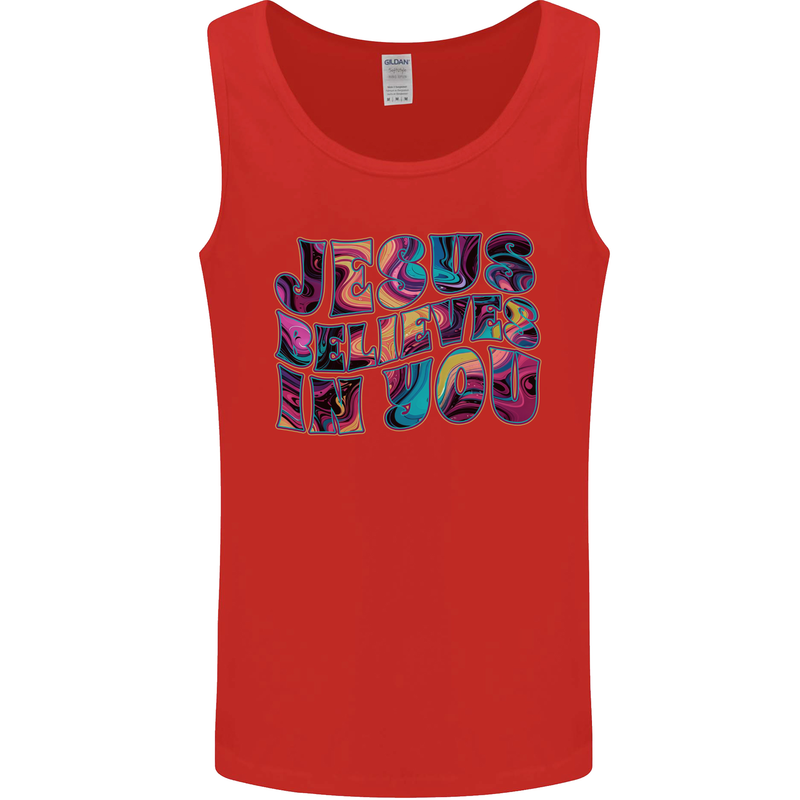 Jesus Believes In You Christian Christianity Mens Vest Tank Top Red