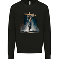 Jesus Christ Carrying His Cross Mens Sweatshirt Jumper Black