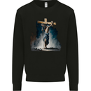 Jesus Christ Carrying His Cross Mens Sweatshirt Jumper Black