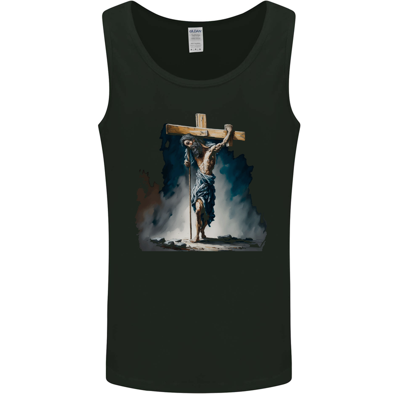 Jesus Christ Carrying His Cross Mens Vest Tank Top Black