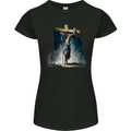 Jesus Christ Carrying His Cross Womens Petite Cut T-Shirt Black